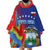 Personalized Costa Rica Independence Day Wearable Blanket Hoodie Scarlet Macaw Parrot With Coat Of Arms - Wonder Print Shop