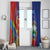 Personalized Costa Rica Independence Day Window Curtain Scarlet Macaw Parrot With Coat Of Arms - Wonder Print Shop