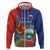 Personalized Costa Rica Independence Day Zip Hoodie Scarlet Macaw Parrot With Coat Of Arms - Wonder Print Shop