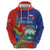 Personalized Costa Rica Independence Day Zip Hoodie Scarlet Macaw Parrot With Coat Of Arms - Wonder Print Shop