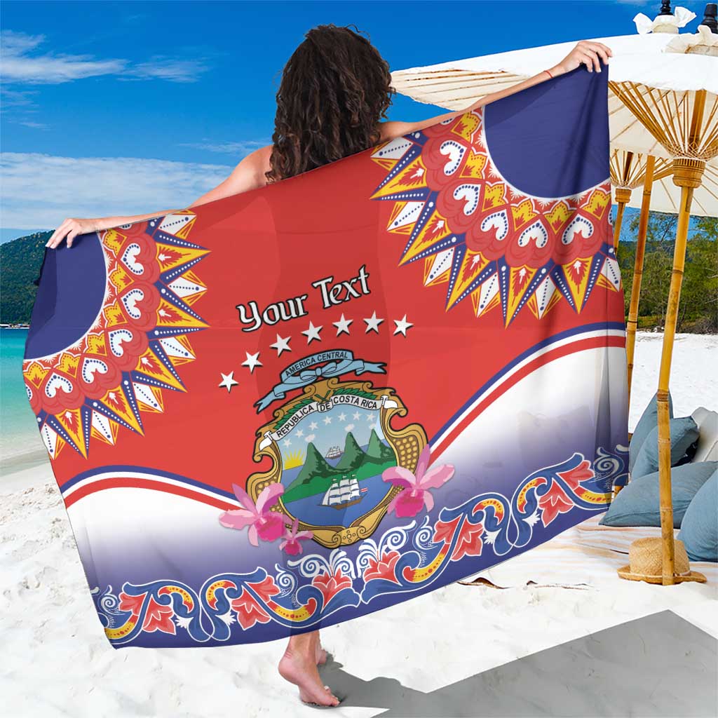 Personalized Costa Rica Independence Day Sarong Guaria Morada With Folk Pattern - Wonder Print Shop