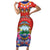 Personalized Costa Rica Independence Day Short Sleeve Bodycon Dress Guaria Morada With Folk Pattern - Wonder Print Shop