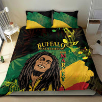 Buffalo Soldier bedding set with green, yellow, black portrait duvet and two pillowcases