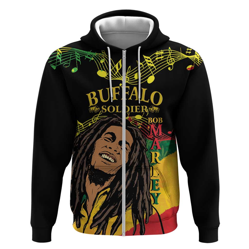 Legend Bob Buffalo Soldier Zip Hoodie American Heroes Reggae Style - Wonder Print Shop