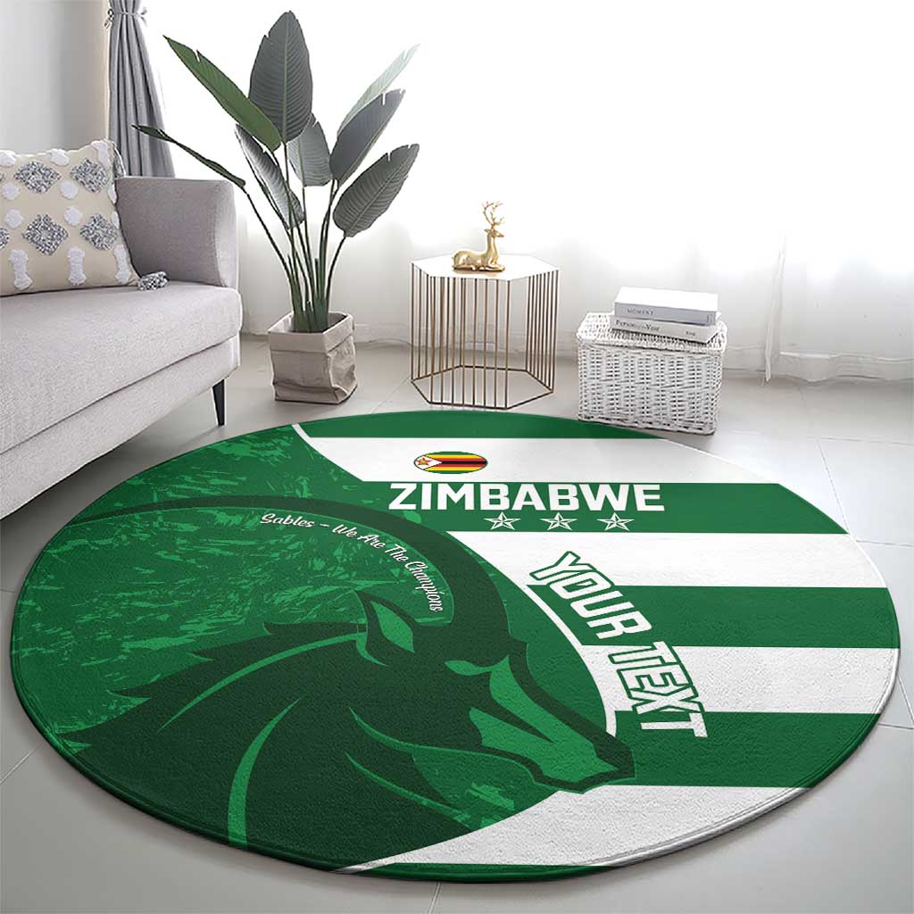 Zimbabwe Rugby Custom Round Carpet Sables 3rd Champions Proud - Wonder Print Shop