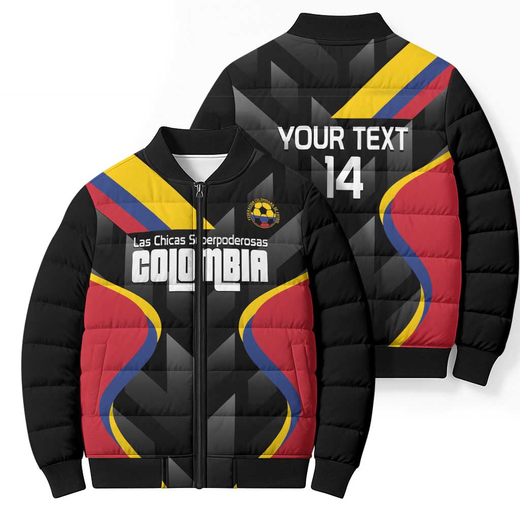 Custom Colombia Football Bomber Puffer Jacket Vamos Las Chicas Superpoderosas - Wonder Print Shop