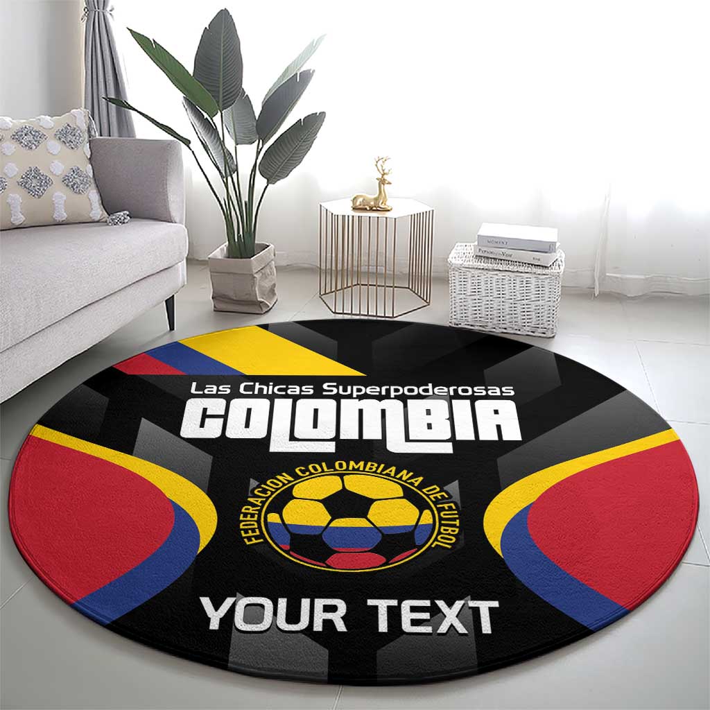 Custom Colombia Football Round Carpet Vamos Las Chicas Superpoderosas - Wonder Print Shop