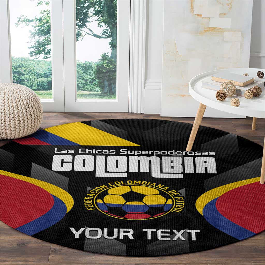 Custom Colombia Football Round Carpet Vamos Las Chicas Superpoderosas - Wonder Print Shop