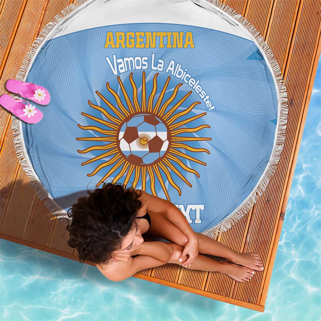 Custom Argentina Football Beach Blanket Vamos La Albiceleste Blue Version - Wonder Print Shop