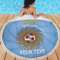 Custom Argentina Football Beach Blanket Vamos La Albiceleste Blue Version - Wonder Print Shop