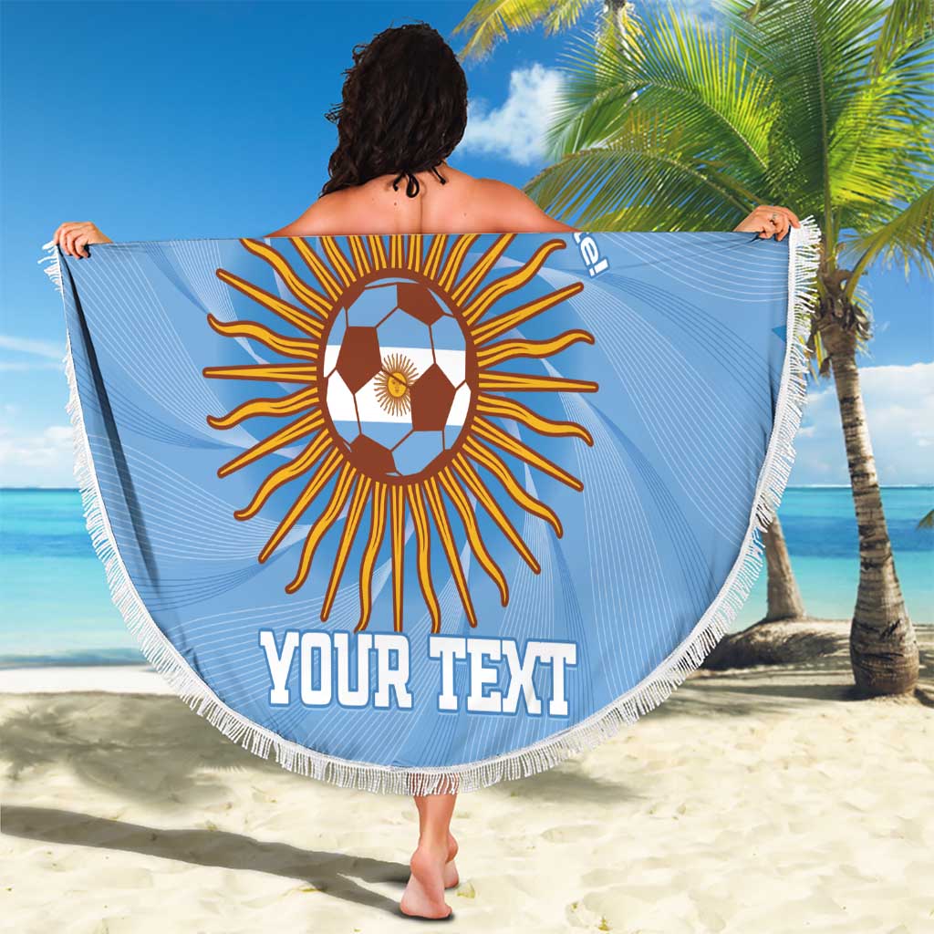Custom Argentina Football Beach Blanket Vamos La Albiceleste Blue Version - Wonder Print Shop