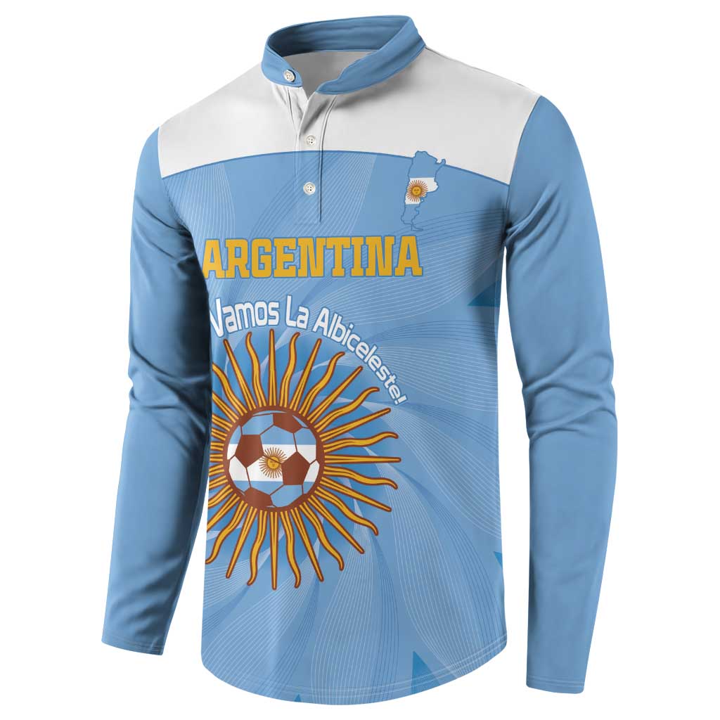 Custom Argentina Football Button Sweatshirt Vamos La Albiceleste Blue Version - Wonder Print Shop
