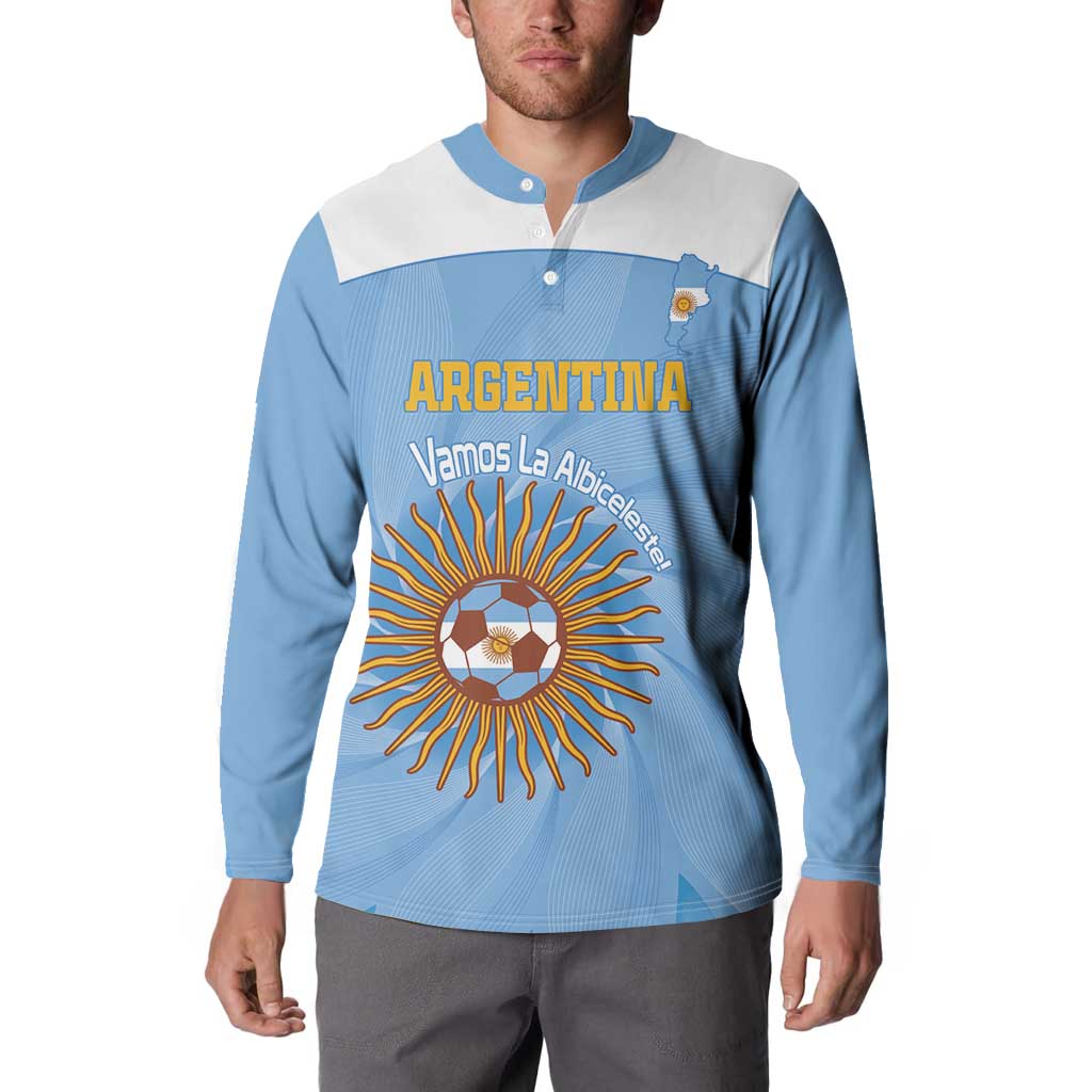 Custom Argentina Football Button Sweatshirt Vamos La Albiceleste Blue Version - Wonder Print Shop