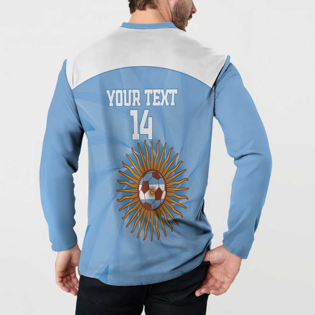Custom Argentina Football Button Sweatshirt Vamos La Albiceleste Blue Version - Wonder Print Shop