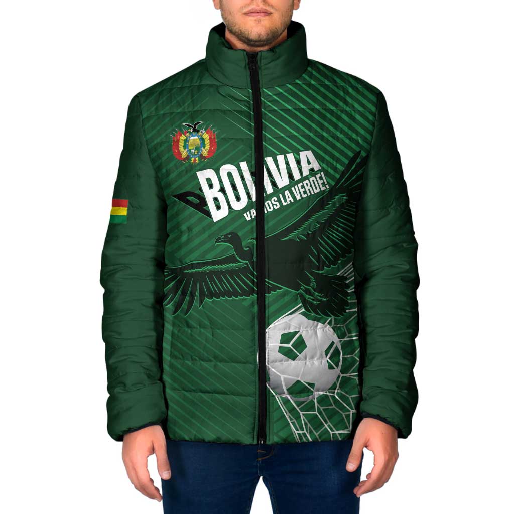 Custom Bolivia Football Padded Jacket Vamos La Verde - Wonder Print Shop