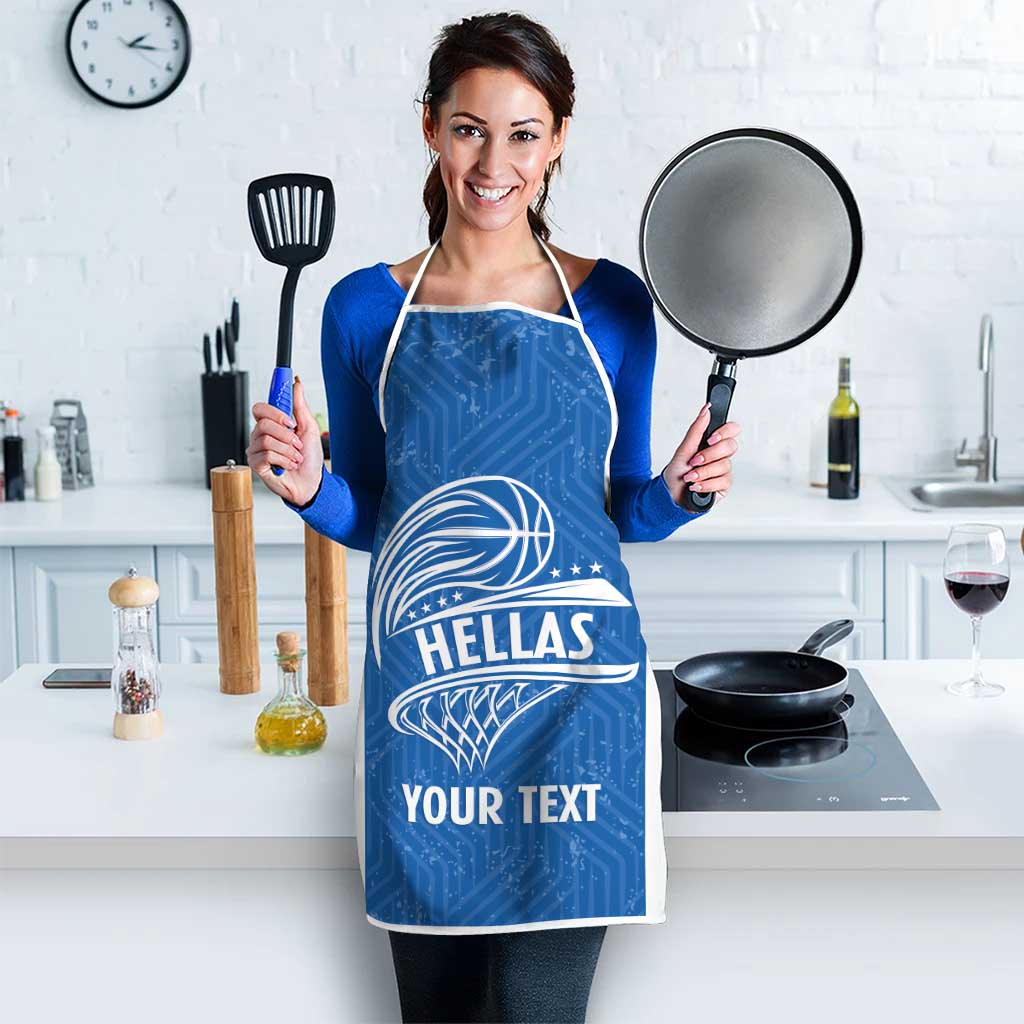 Greece Basketball Custom Apron Go Hellas Blue Version - Wonder Print Shop