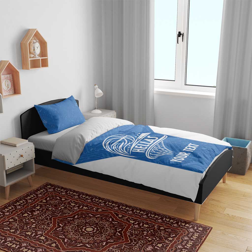 Greece Basketball Custom Bedding Set Go Hellas Blue Version - Wonder Print Shop