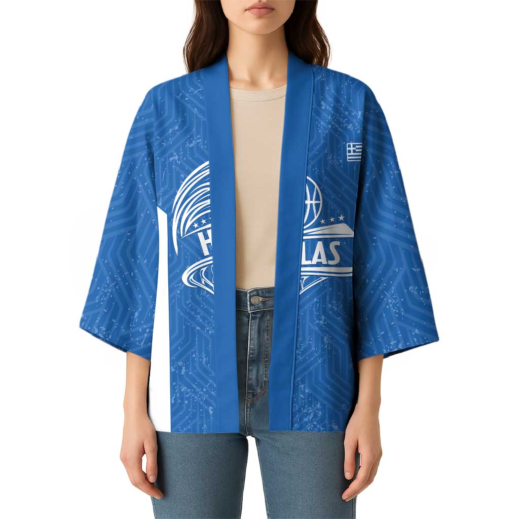 Greece Basketball Custom Kimono Go Hellas Blue Version - Wonder Print Shop