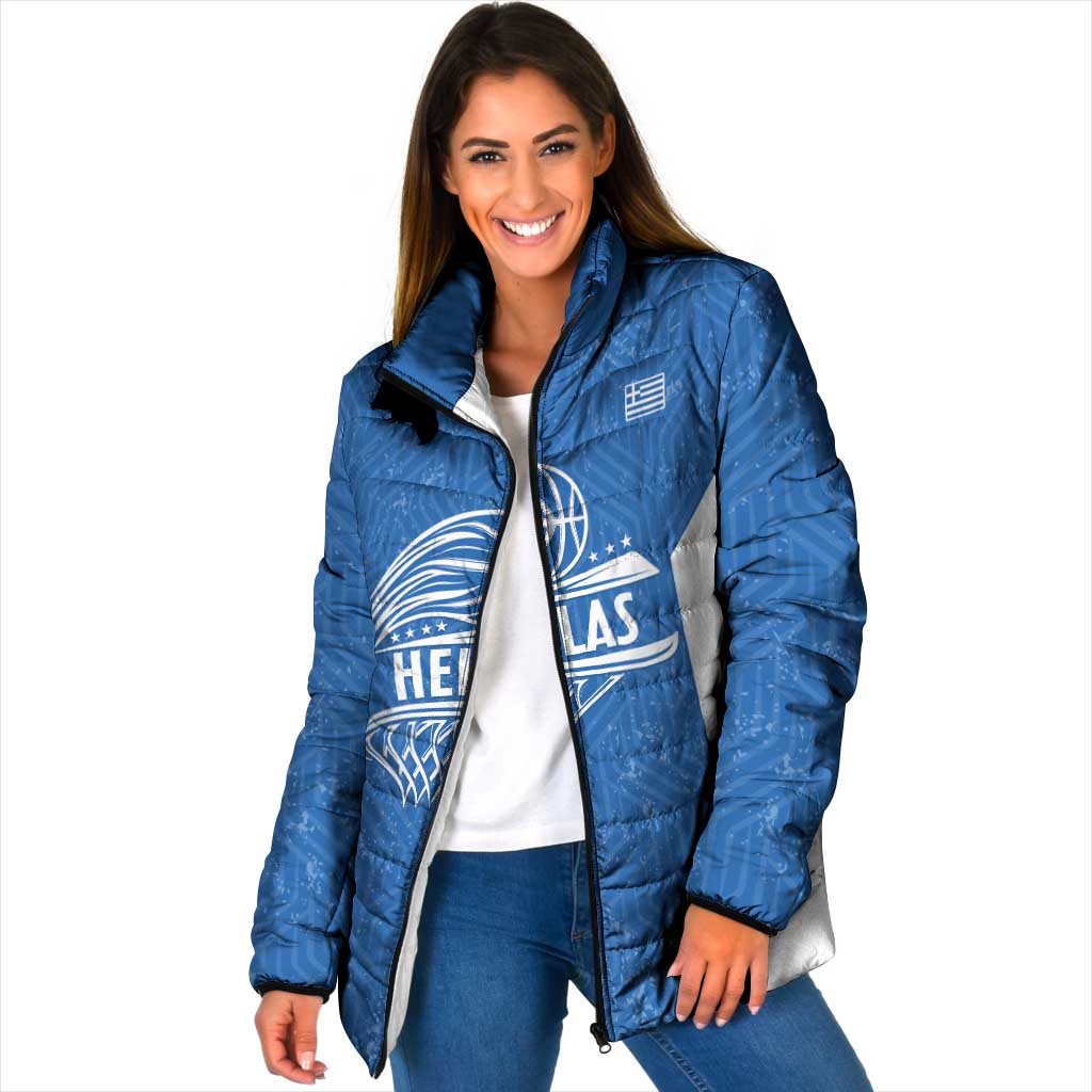Greece Basketball Custom Padded Jacket Go Hellas Blue Version - Wonder Print Shop