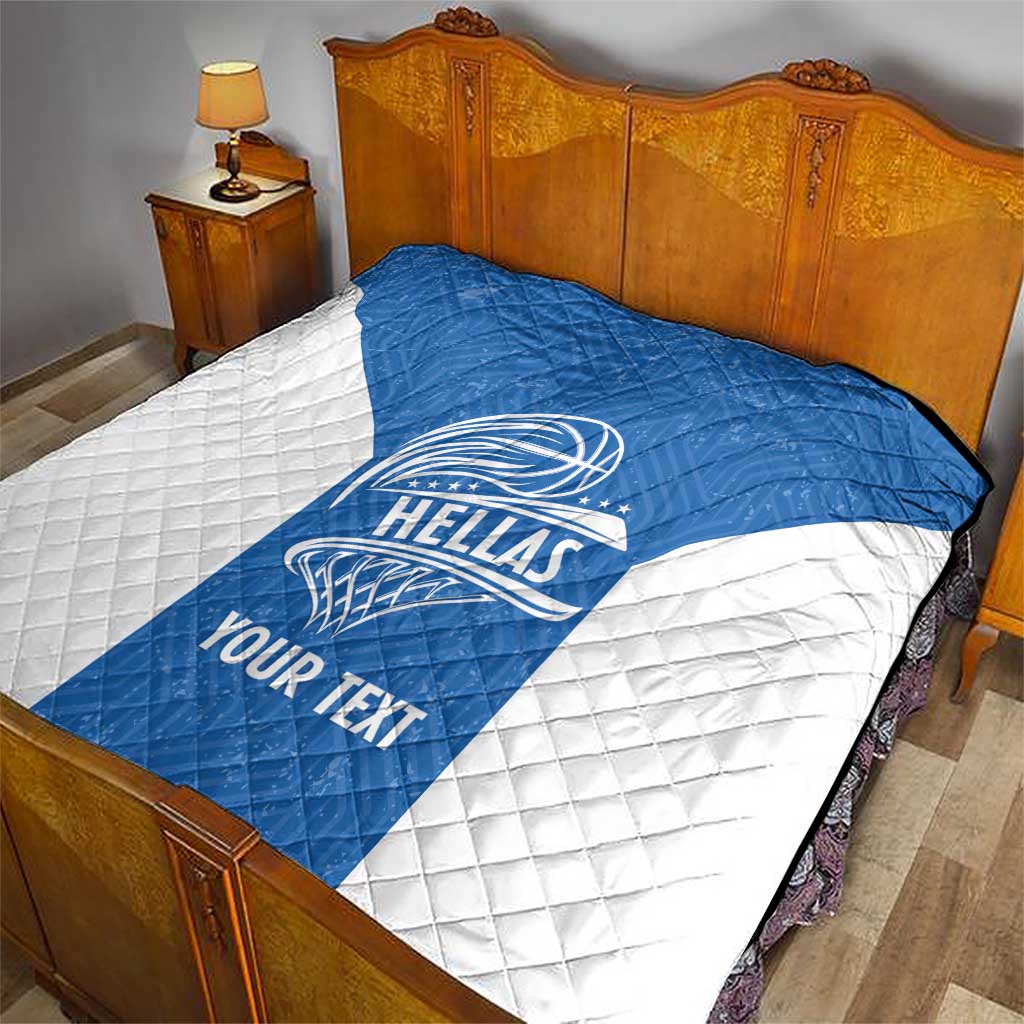 Greece Basketball Custom Quilt Go Hellas Blue Version - Wonder Print Shop