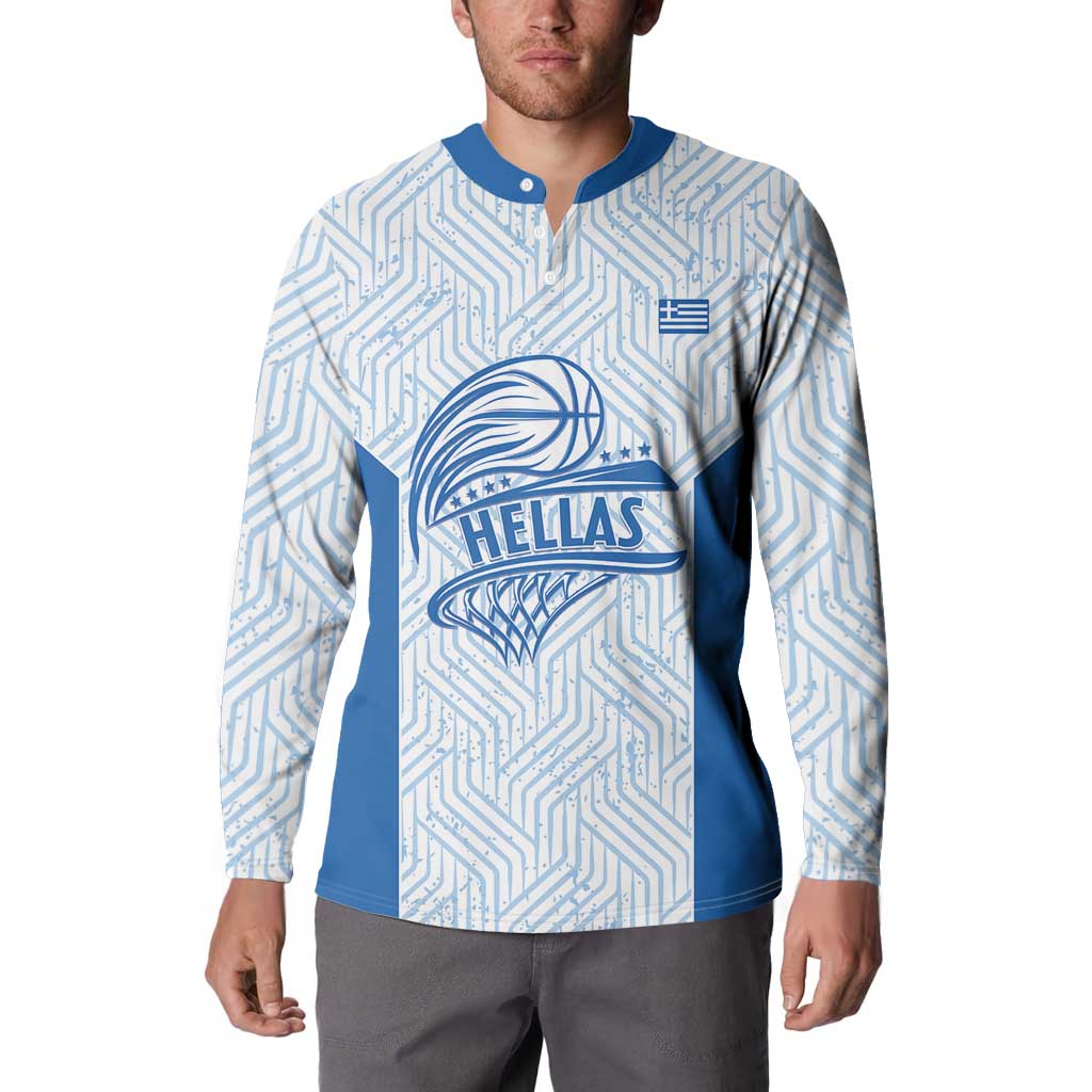 Hellas Basketball Custom Button Sweatshirt Go Greece White Version - Wonder Print Shop