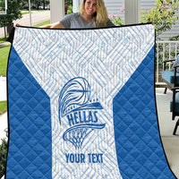 Hellas Basketball Custom Quilt Go Greece White Version - Wonder Print Shop