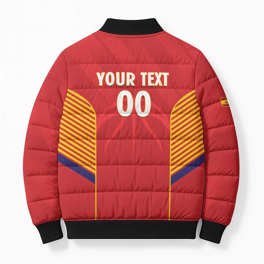 Spain Basketball Custom Bomber Puffer Jacket La Roja Go Champions - Wonder Print Shop