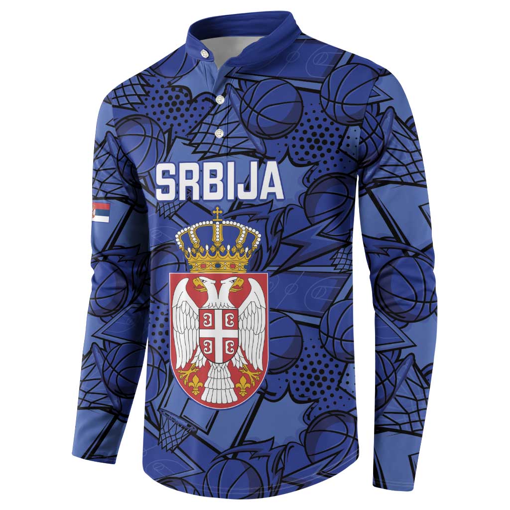 Serbia Basketball Custom Button Sweatshirt Srbija Go Champions - Wonder Print Shop