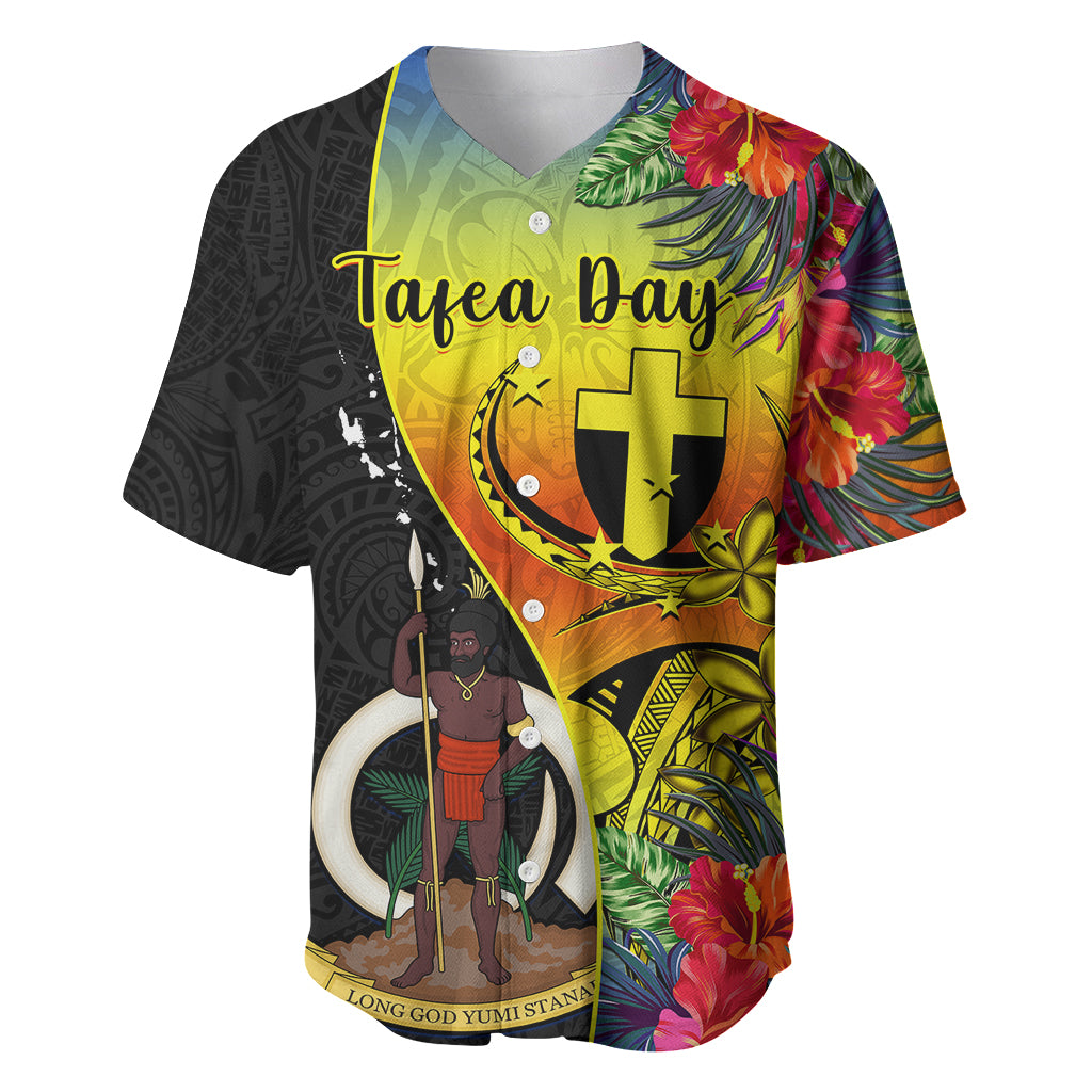 Vanuatu Tafea Day Baseball Jersey Coat Of Arms Mix Tropical Flowers - Wonder Print Shop