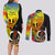 Vanuatu Tafea Day Couples Matching Long Sleeve Bodycon Dress and Long Sleeve Button Shirts Coat Of Arms Mix Tropical Flowers - Wonder Print Shop