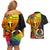 Vanuatu Tafea Day Couples Matching Off Shoulder Short Dress and Hawaiian Shirt Coat Of Arms Mix Tropical Flowers - Wonder Print Shop