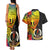 Vanuatu Tafea Day Couples Matching Tank Maxi Dress and Hawaiian Shirt Coat Of Arms Mix Tropical Flowers - Wonder Print Shop