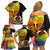 Vanuatu Tafea Day Family Matching Off Shoulder Short Dress and Hawaiian Shirt Coat Of Arms Mix Tropical Flowers - Wonder Print Shop