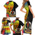 Vanuatu Tafea Day Family Matching Short Sleeve Bodycon Dress and Hawaiian Shirt Coat Of Arms Mix Tropical Flowers - Wonder Print Shop