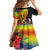 Vanuatu Tafea Day Kid Short Sleeve Dress Coat Of Arms Mix Tropical Flowers - Wonder Print Shop