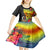 Vanuatu Tafea Day Kid Short Sleeve Dress Coat Of Arms Mix Tropical Flowers - Wonder Print Shop