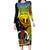 Vanuatu Tafea Day Long Sleeve Bodycon Dress Coat Of Arms Mix Tropical Flowers - Wonder Print Shop