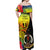 Vanuatu Tafea Day Off Shoulder Maxi Dress Coat Of Arms Mix Tropical Flowers - Wonder Print Shop