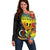 Vanuatu Tafea Day Off Shoulder Sweater Coat Of Arms Mix Tropical Flowers - Wonder Print Shop