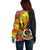 Vanuatu Tafea Day Off Shoulder Sweater Coat Of Arms Mix Tropical Flowers - Wonder Print Shop