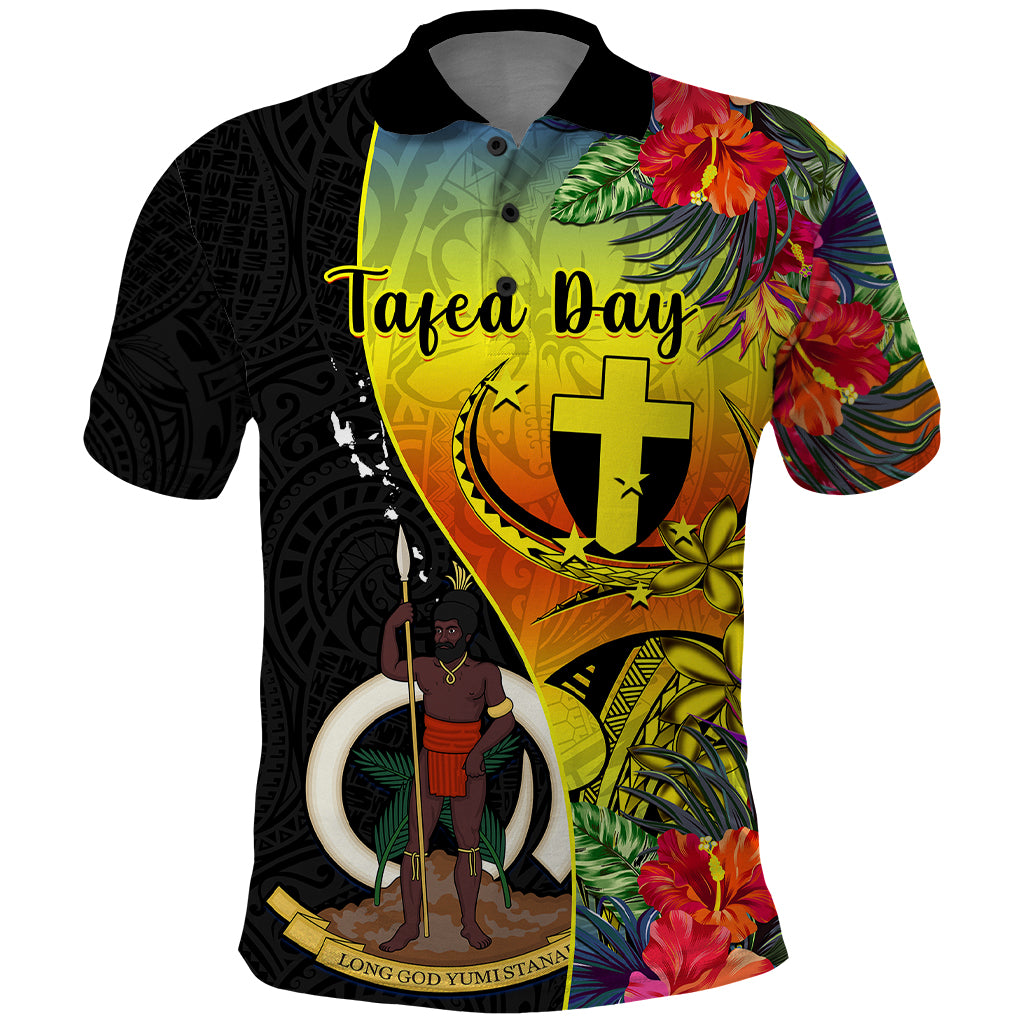 Vanuatu Tafea Day Polo Shirt Coat Of Arms Mix Tropical Flowers - Wonder Print Shop