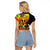 Vanuatu Tafea Day Raglan Cropped T Shirt Coat Of Arms Mix Tropical Flowers - Wonder Print Shop