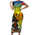 Vanuatu Tafea Day Short Sleeve Bodycon Dress Coat Of Arms Mix Tropical Flowers - Wonder Print Shop