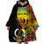 Vanuatu Tafea Day Wearable Blanket Hoodie Coat Of Arms Mix Tropical Flowers - Wonder Print Shop