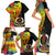 Personalised Vanuatu Tafea Day Family Matching Short Sleeve Bodycon Dress and Hawaiian Shirt Coat Of Arms Mix Tropical Flowers - Wonder Print Shop