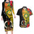 Vanuatu Torba Day Couples Matching Long Sleeve Bodycon Dress and Hawaiian Shirt Coat Of Arms Mix Tropical Flowers - Wonder Print Shop