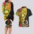 Vanuatu Torba Day Couples Matching Long Sleeve Bodycon Dress and Hawaiian Shirt Coat Of Arms Mix Tropical Flowers - Wonder Print Shop