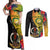 Vanuatu Torba Day Couples Matching Off Shoulder Maxi Dress and Long Sleeve Button Shirts Coat Of Arms Mix Tropical Flowers - Wonder Print Shop