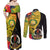 Vanuatu Torba Day Couples Matching Off Shoulder Maxi Dress and Long Sleeve Button Shirts Coat Of Arms Mix Tropical Flowers - Wonder Print Shop