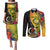 Vanuatu Torba Day Couples Matching Puletasi Dress and Long Sleeve Button Shirts Coat Of Arms Mix Tropical Flowers - Wonder Print Shop